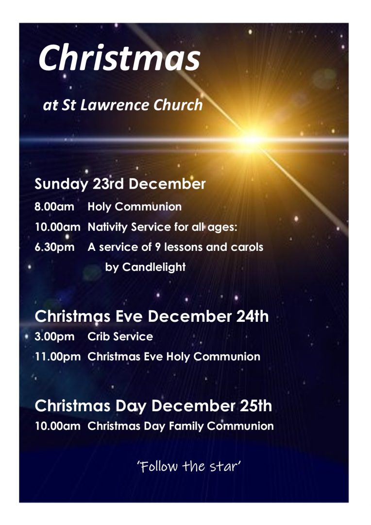 Christmas Services poster 2018 - St Lawrence Church Bovingdon